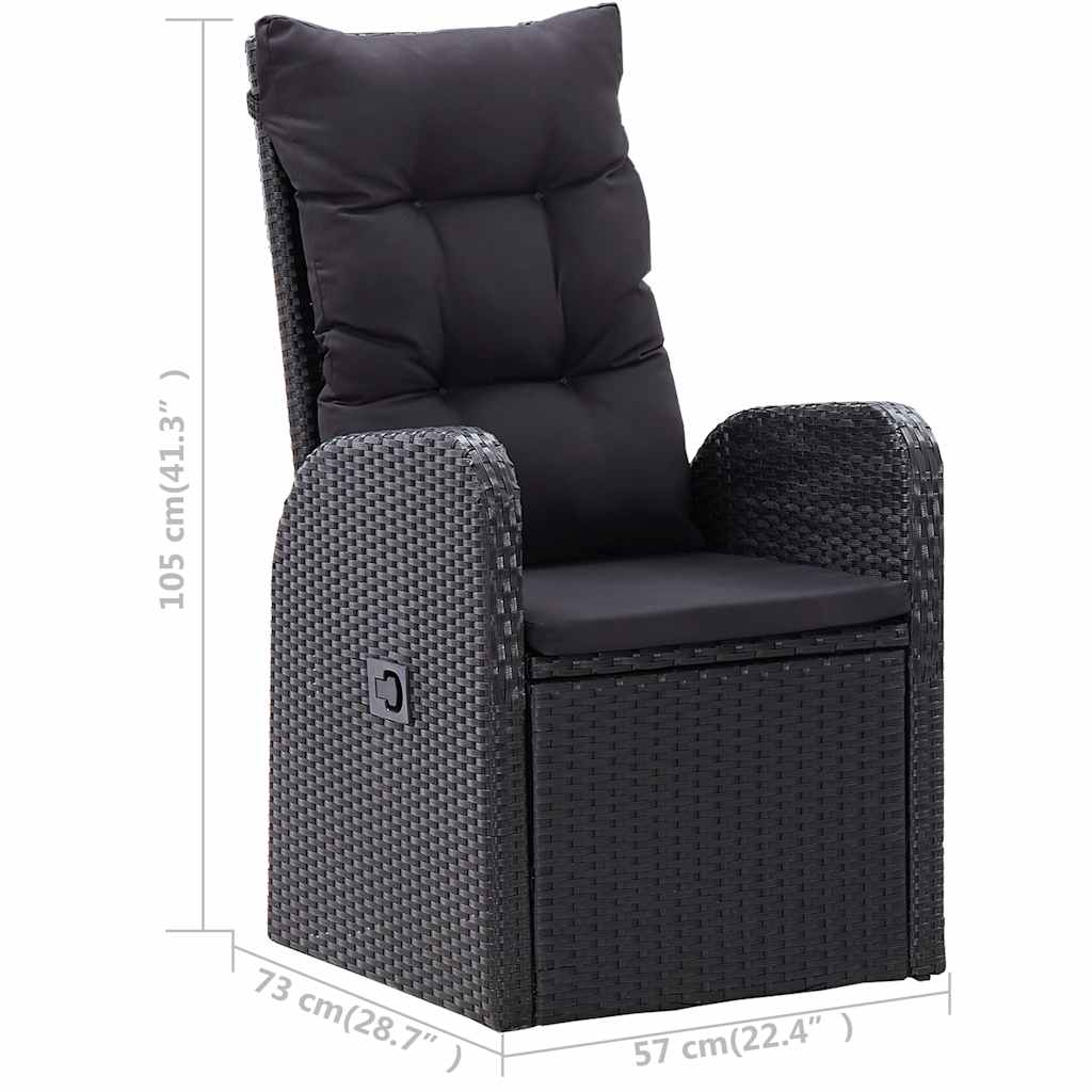7-dijelni vrtni blagovaonski set crni