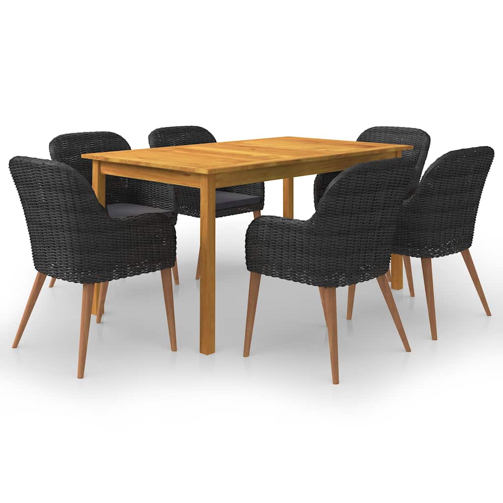 7-dijelni vrtni blagovaonski set crni