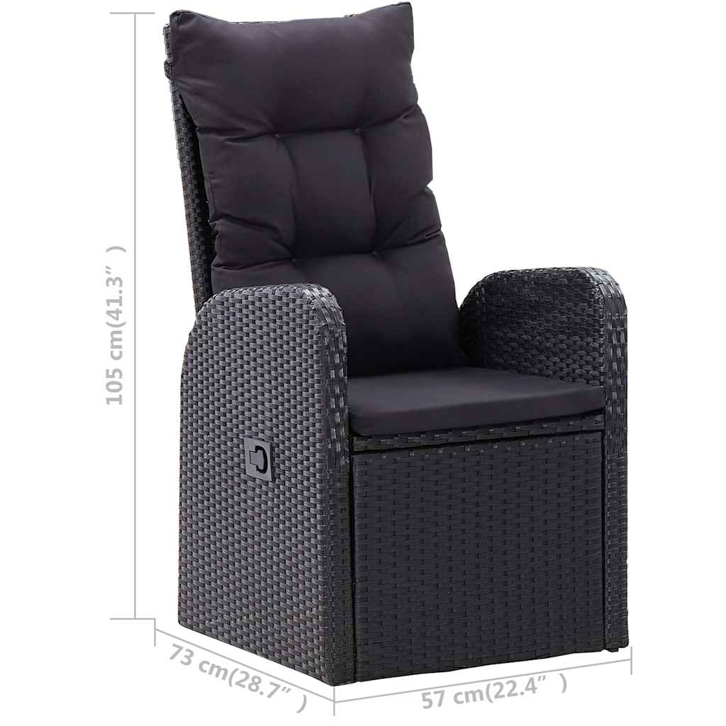 7-dijelni vrtni blagovaonski set crni