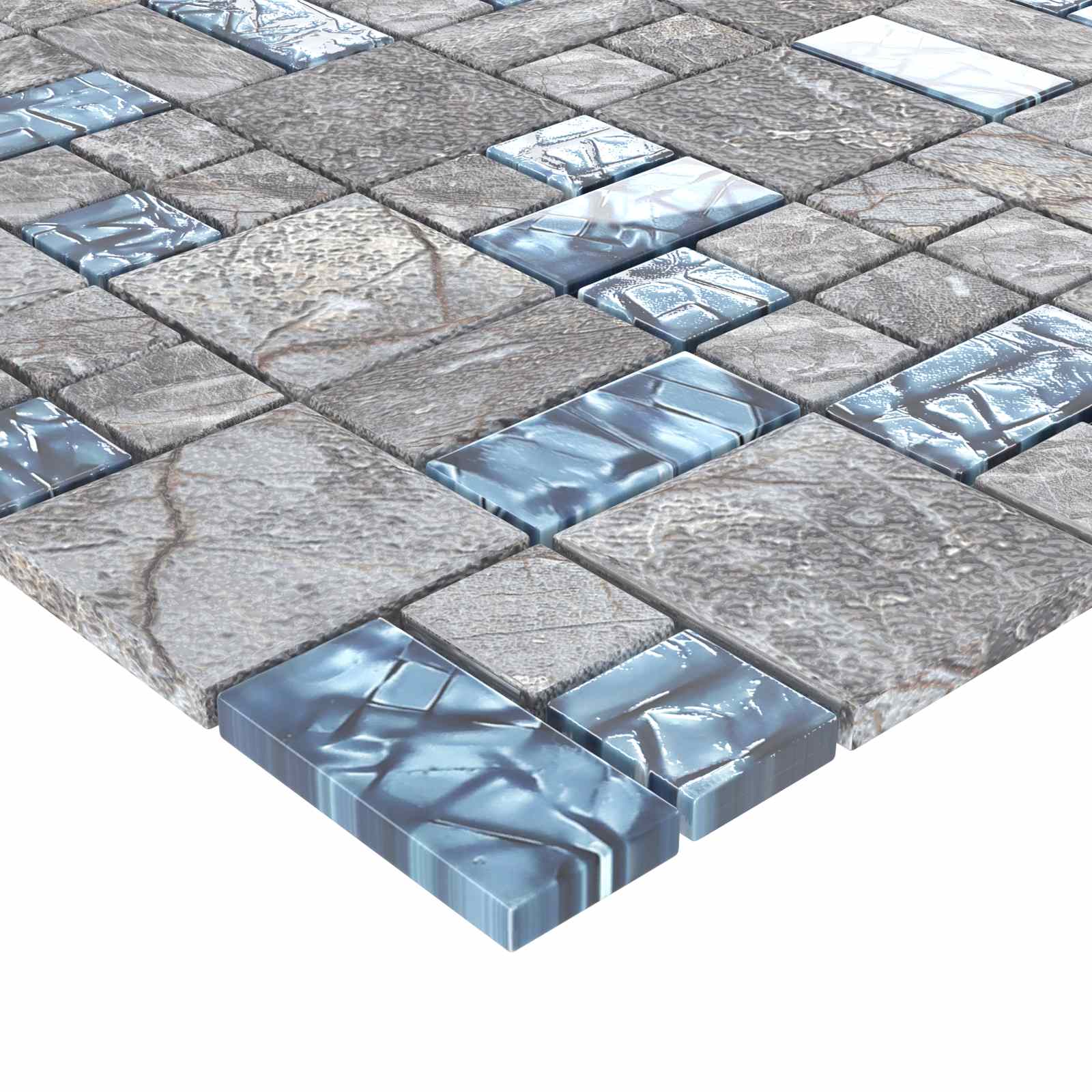 Mosaic keramika 11 pcs Siva i plava 50 x 50 cm Stakl