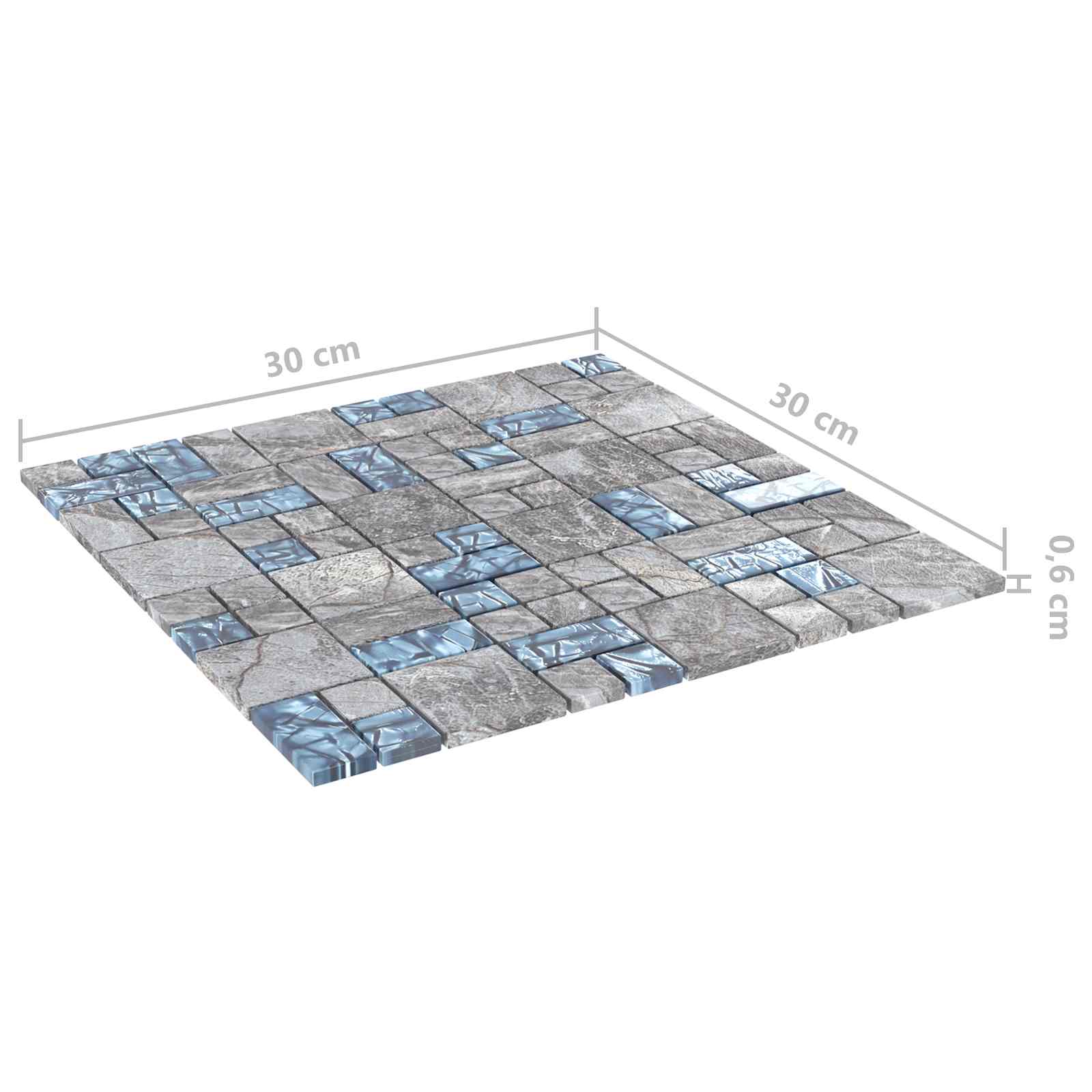 Mosaic keramika 11 pcs Siva i plava 50 x 50 cm Stakl