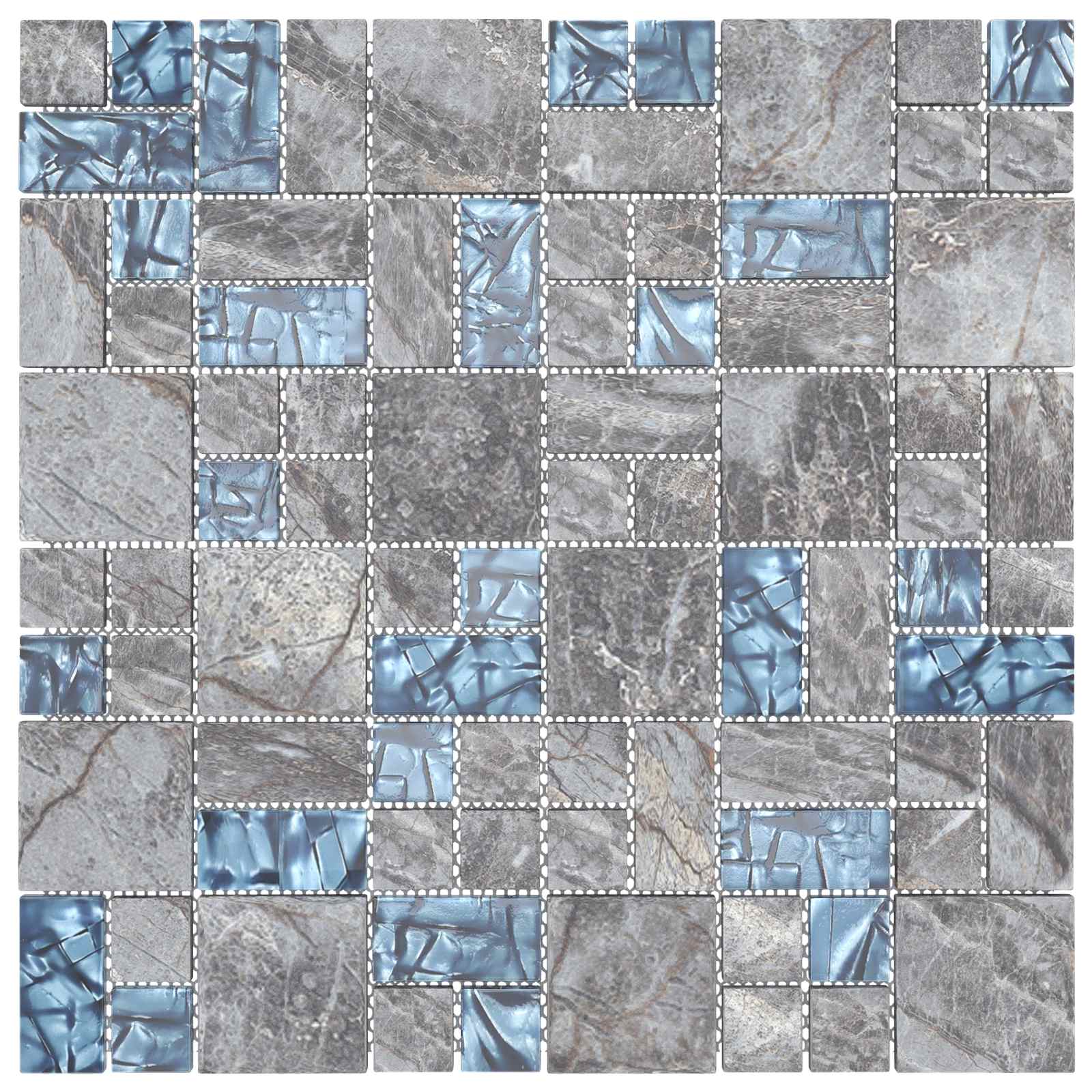 Mosaic keramika 11 pcs Siva i plava 50 x 50 cm Stakl