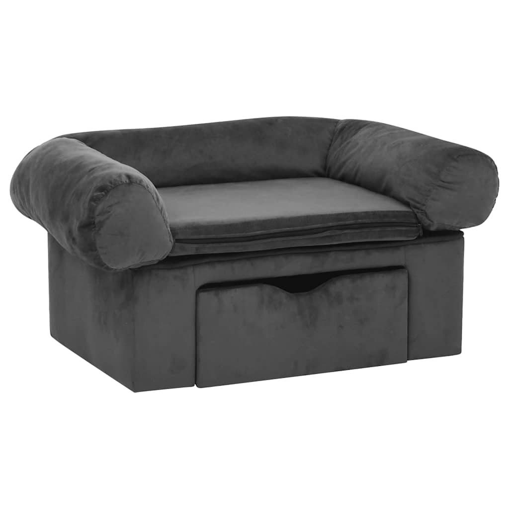 Sofa za pse s ladicom tamnosiva 75 x 50 x 38 cm plišana
