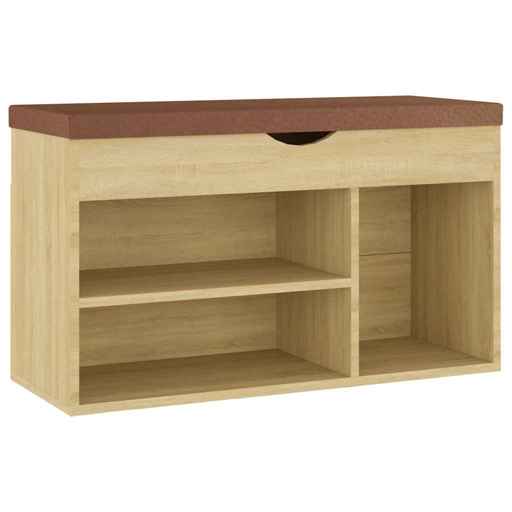 Klupa za cipele s jastukom boja hrasta 80 x 30 x 47 cm drvena