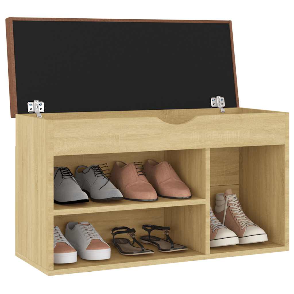 Klupa za cipele s jastukom boja hrasta 80 x 30 x 47 cm drvena