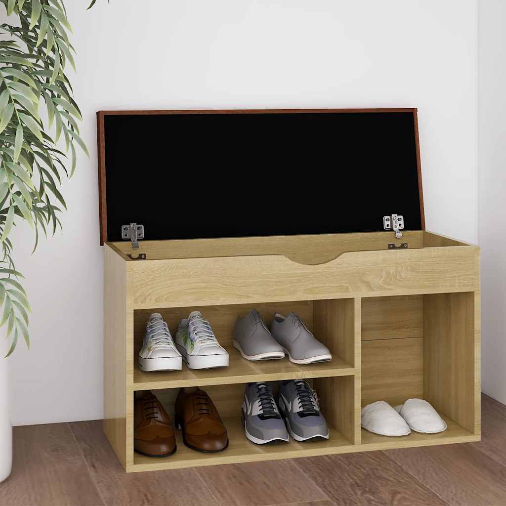Klupa za cipele s jastukom boja hrasta 80 x 30 x 47 cm drvena