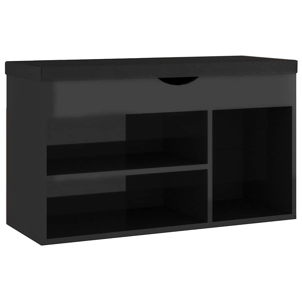 Klupa za cipele s jastukom sjajna crna 80 x 30 x 47 cm drvena