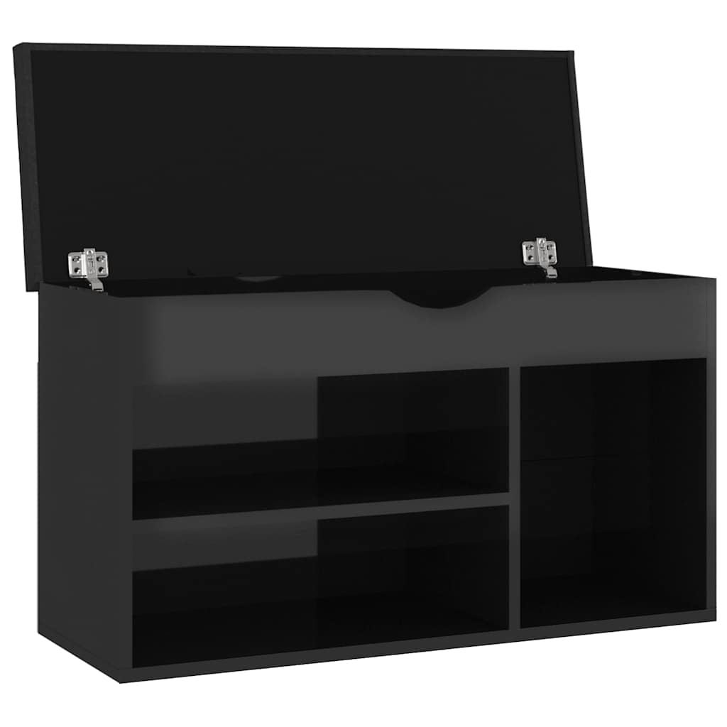 Klupa za cipele s jastukom sjajna crna 80 x 30 x 47 cm drvena