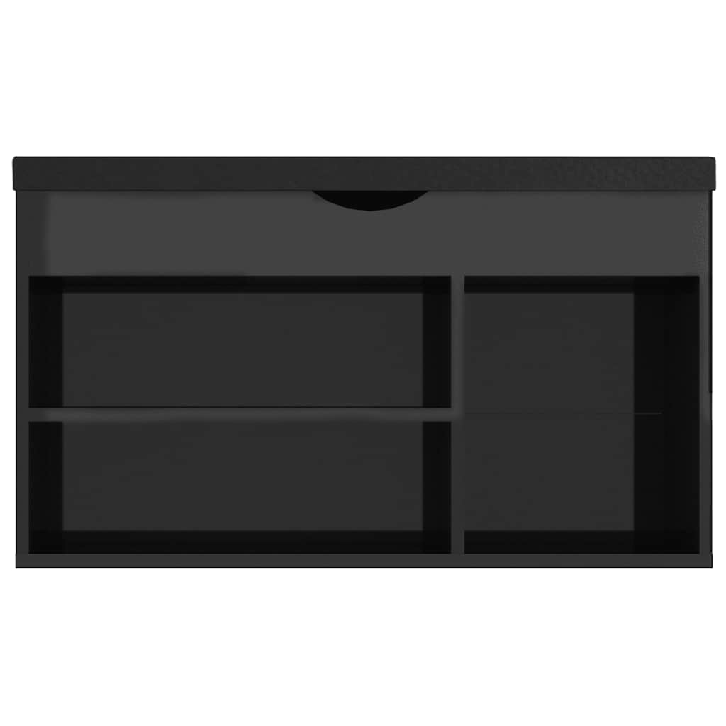 Klupa za cipele s jastukom sjajna crna 80 x 30 x 47 cm drvena