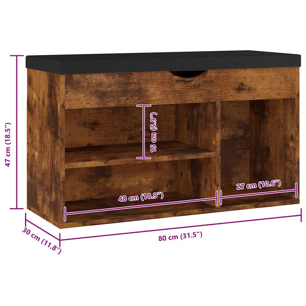 Klupa za cipele s jastukom boja hrasta 80 x 30 x 47 cm drvena