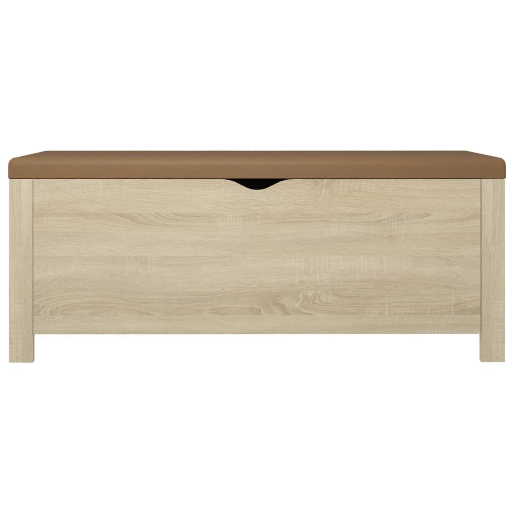 Kutija za pohranu s jastukom boja hrasta 105x40x45 cm drvena
