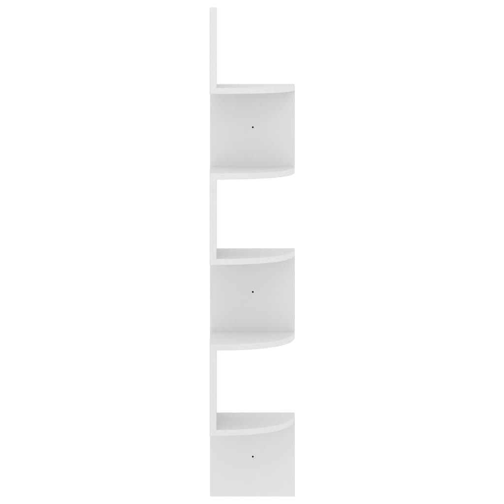 Zidne kutne police bijele 19 x 19 x 123 cm konstruirano drvo