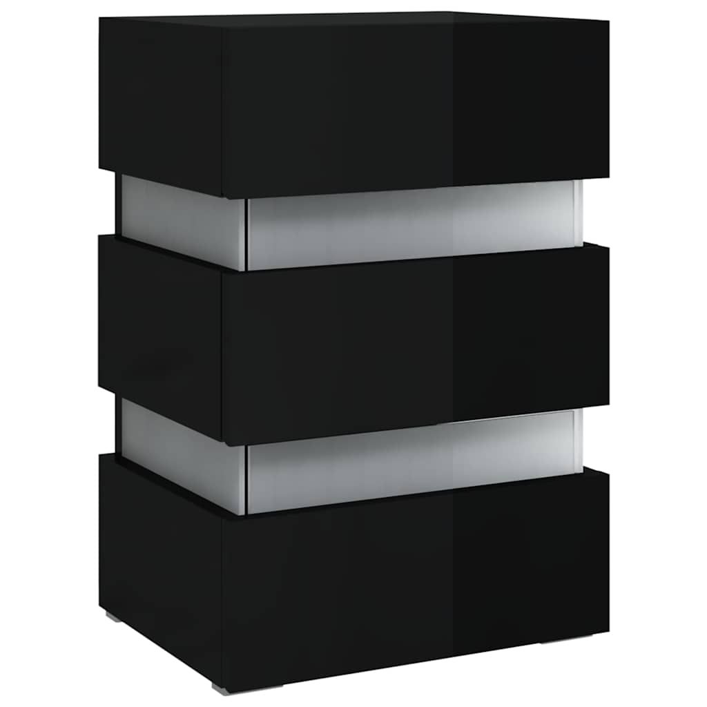 LED noćni ormarić sjajni crni 45 x 35 x 67 cm konstruirano drvo