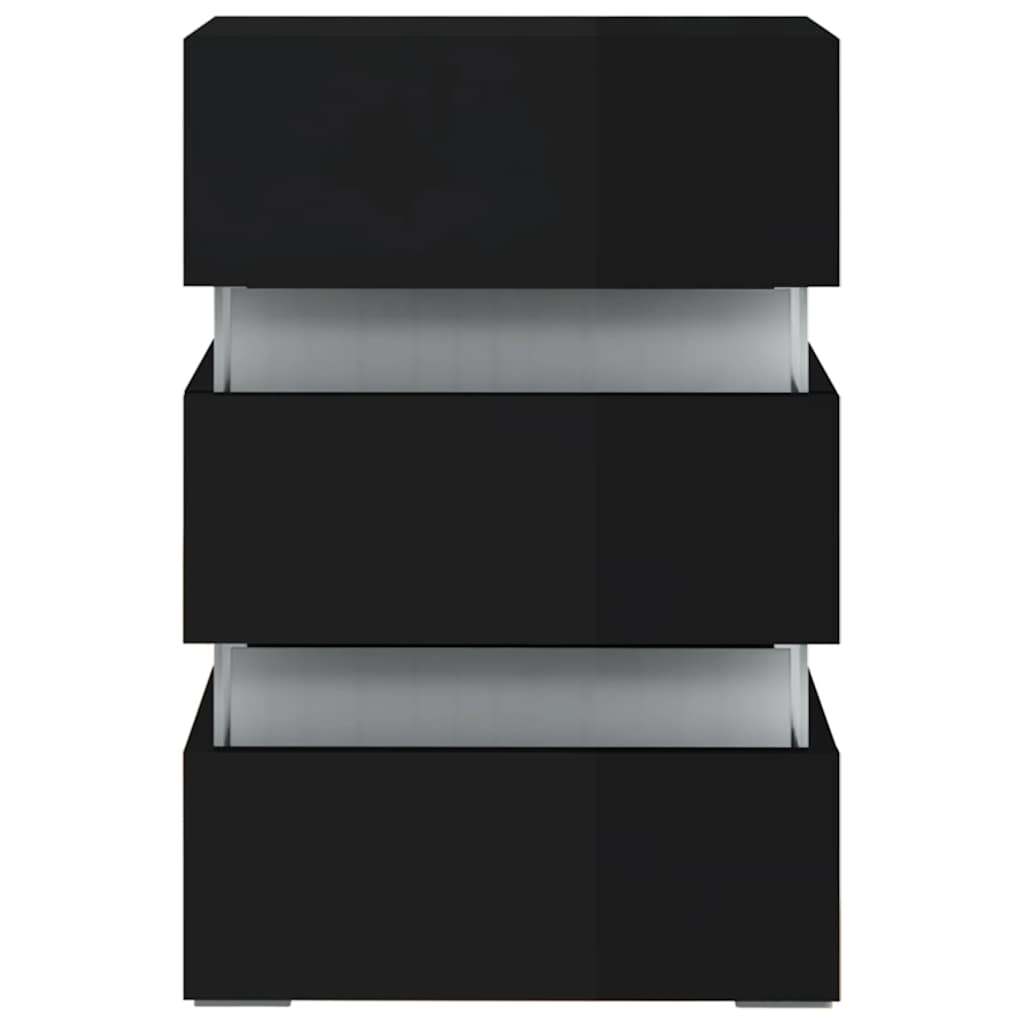 LED noćni ormarić sjajni crni 45 x 35 x 67 cm konstruirano drvo