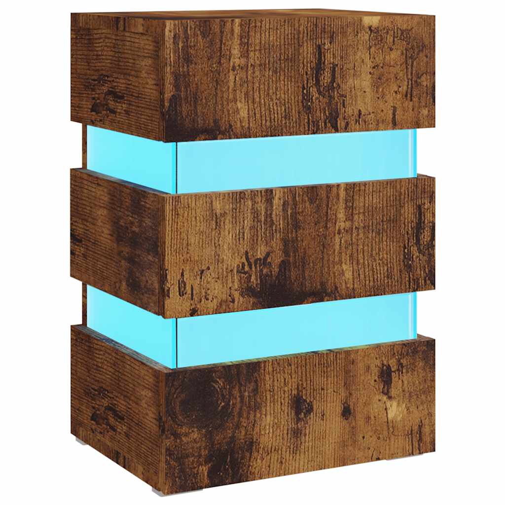LED noćni ormarić boja hrasta 45 x 35 x 67 cm konstruirano drvo