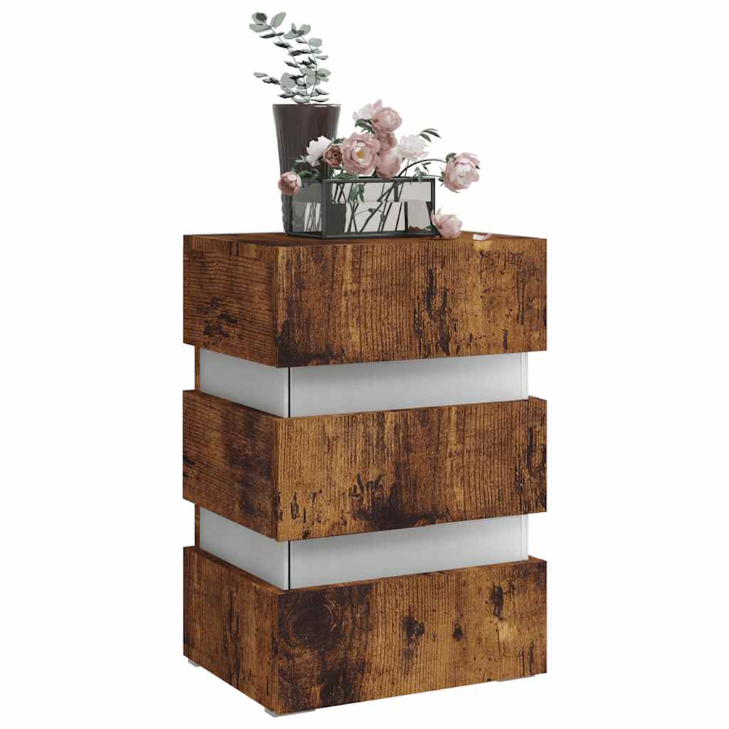LED noćni ormarić boja hrasta 45 x 35 x 67 cm konstruirano drvo
