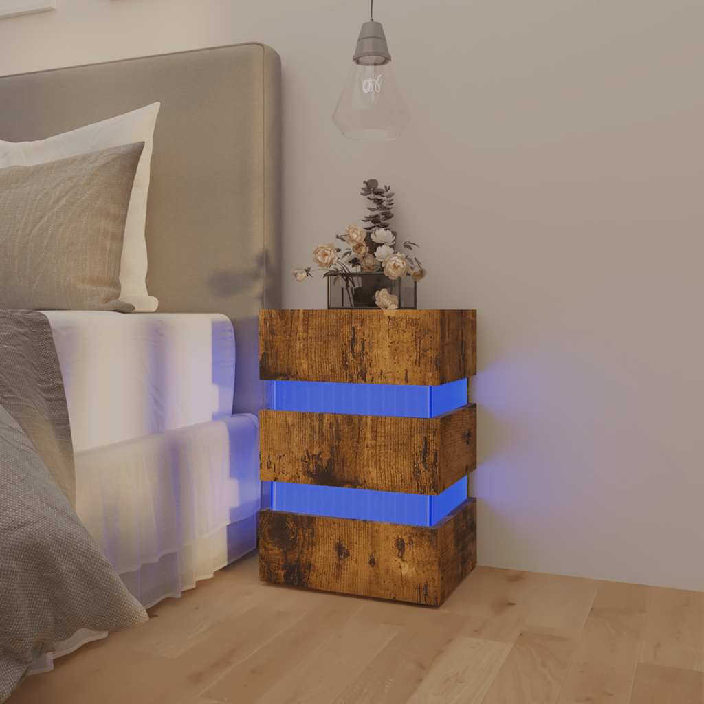 LED noćni ormarić boja hrasta 45 x 35 x 67 cm konstruirano drvo