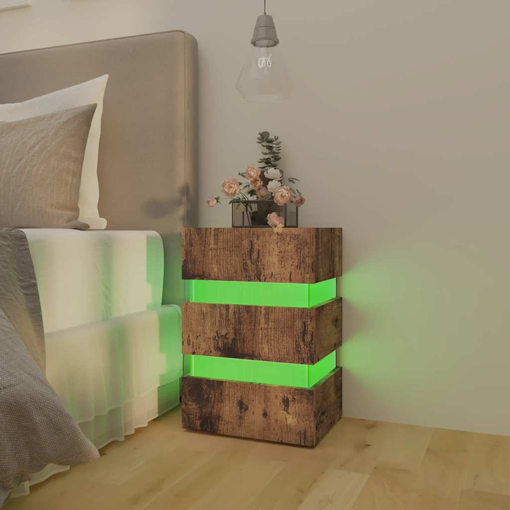 LED noćni ormarić boja hrasta 45 x 35 x 67 cm konstruirano drvo