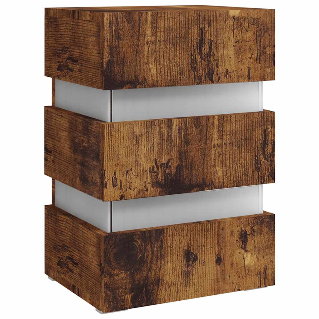 LED noćni ormarić boja hrasta 45 x 35 x 67 cm konstruirano drvo