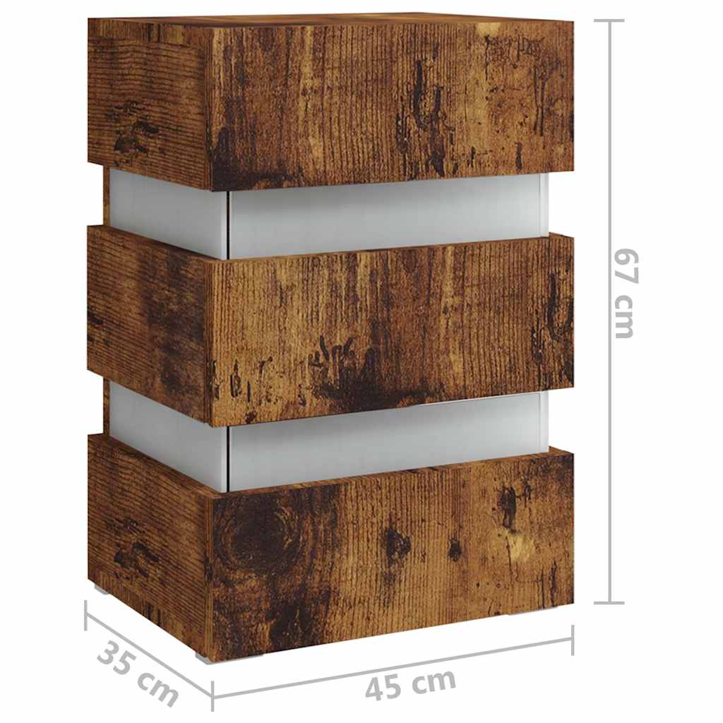 LED noćni ormarić boja hrasta 45 x 35 x 67 cm konstruirano drvo