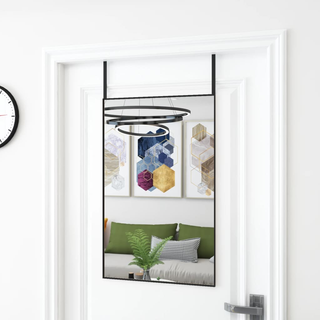 Ogledalo za vrata crno 50 x 80 cm od stakla i aluminija