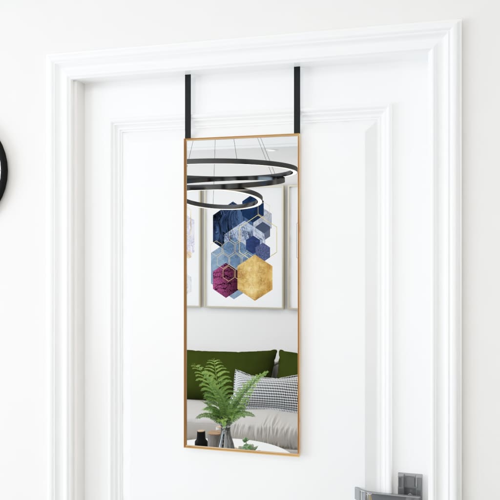 Ogledalo za vrata zlatno 30 x 80 cm od stakla i aluminija