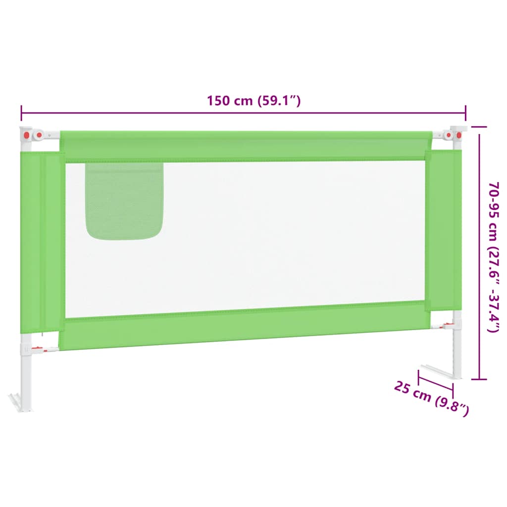 Sigurnosna ograda za dječji krevet zelena 150 x 25 cm tkanina