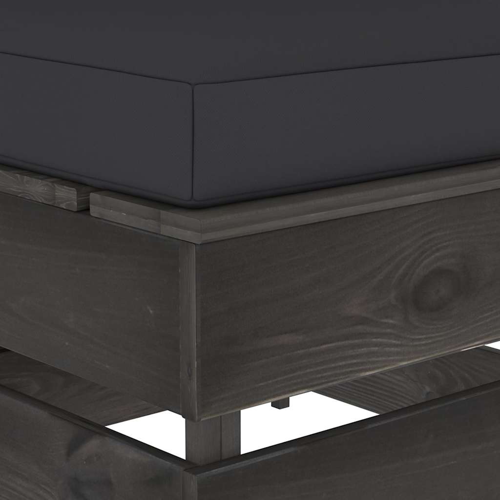 Modularna srednja sofa s jastucima od sivo impregniranog drva Crna