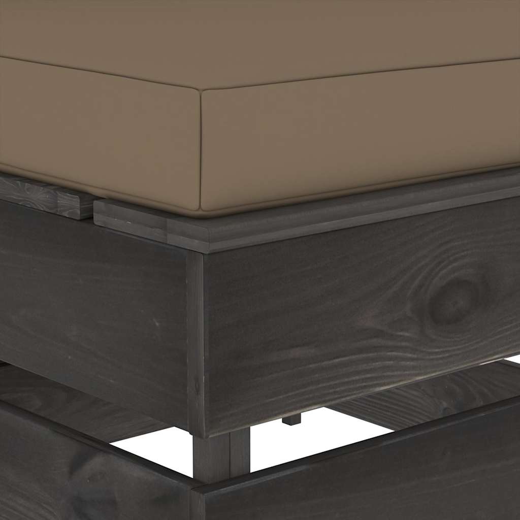 Modularna srednja sofa s jastucima od sivo impregniranog drva Tupe