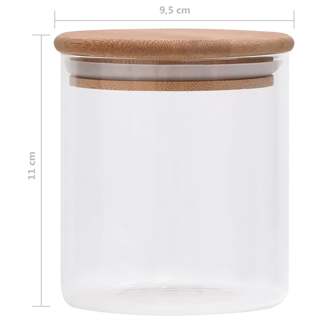 Staklenke za pohranu s poklopcima od bambusa 6 kom 600 ml