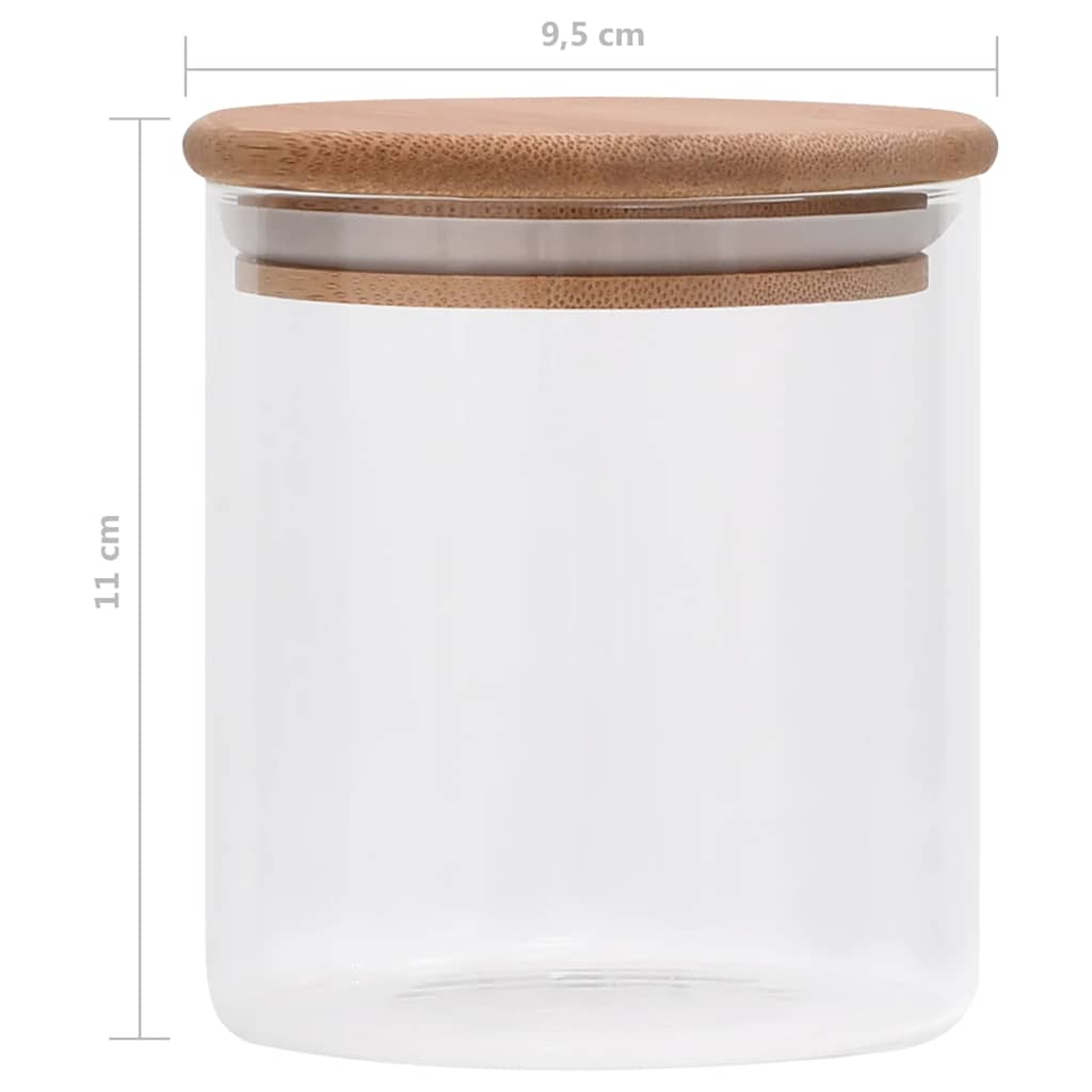 Staklenke za pohranu s poklopcima od bambusa 10 kom 600 ml