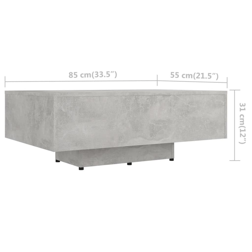 Stolić za kavu boja betona 85 x 55 x 31 cm konstruirano drvo