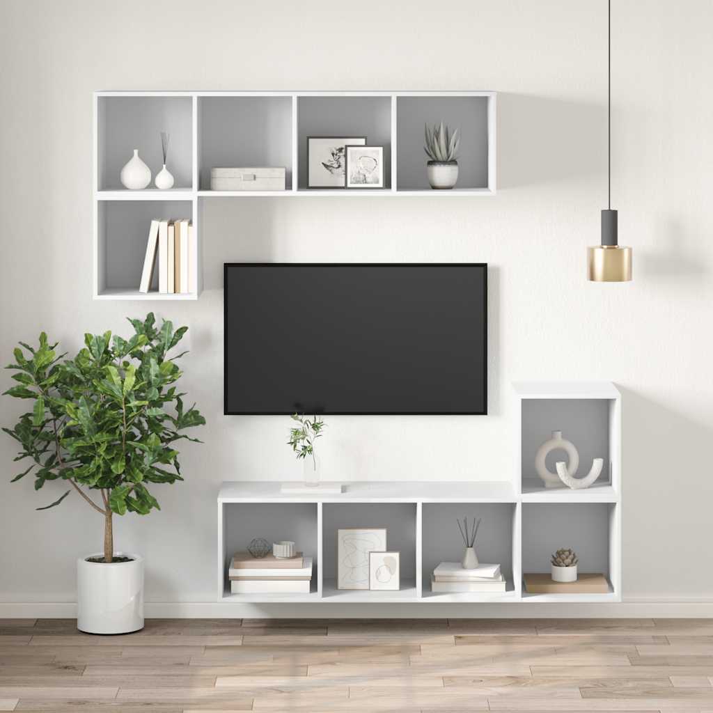 Zidni TV ormarić bijeli 37 x 37 x 142,5 cm konstruirano drvo