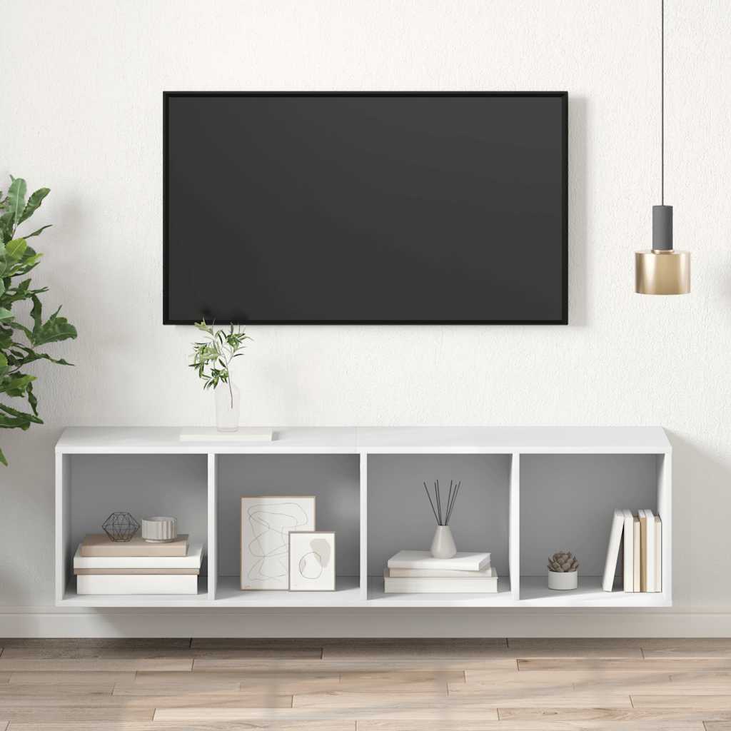 Zidni TV ormarić bijeli 37 x 37 x 142,5 cm konstruirano drvo