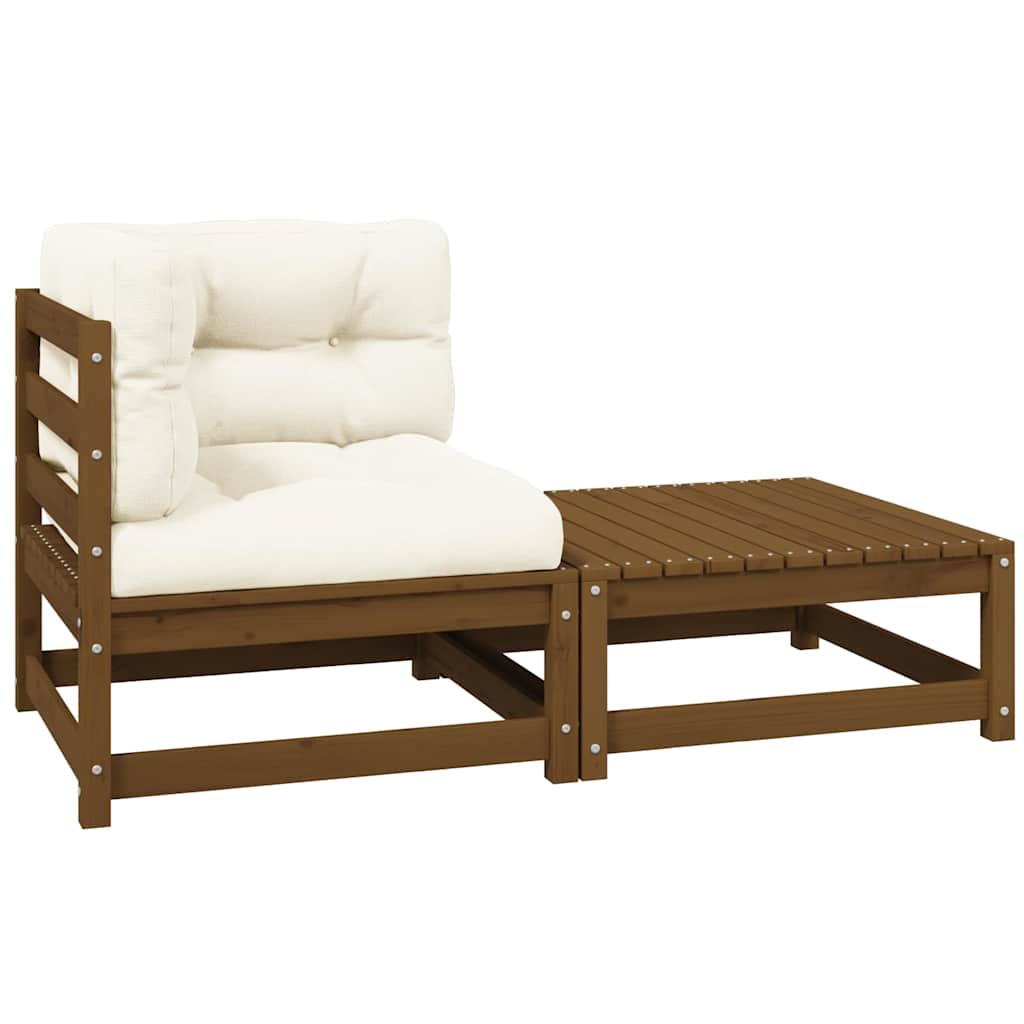 2-dijelna vrtna garnitura s jastucima medeno smeđa od borovine
