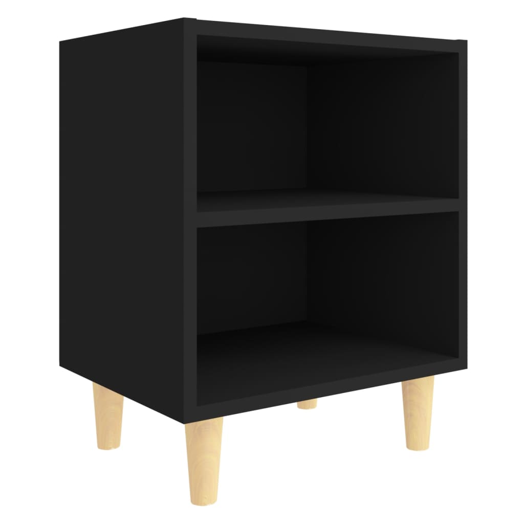 Noćni ormarići s nogama od masivnog drva 2 kom crni 40x30x50 cm