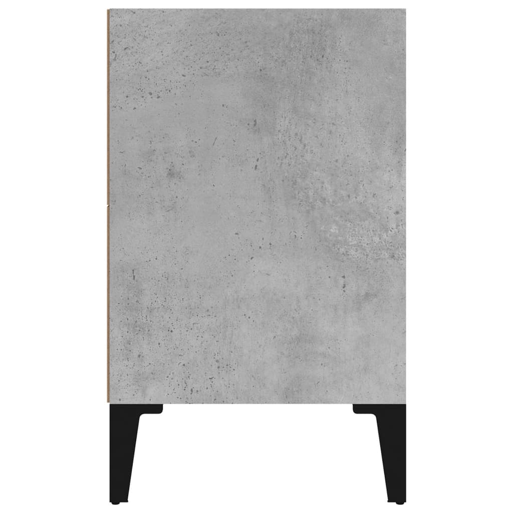 Noćni ormarić s metalnim nogama boja betona 40 x 30 x 50 cm