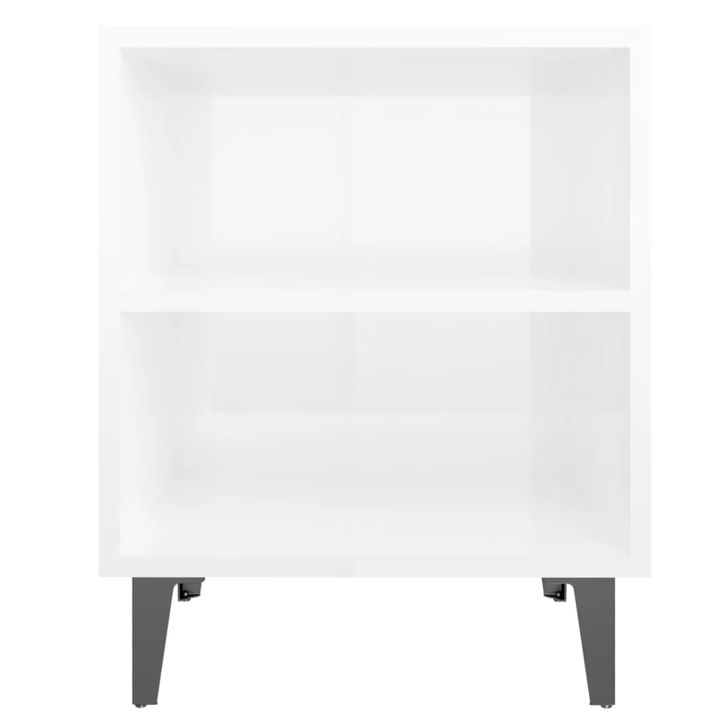 Noćni ormarići s metalnim nogama 2 kom sjajni bijeli 40x30x50cm