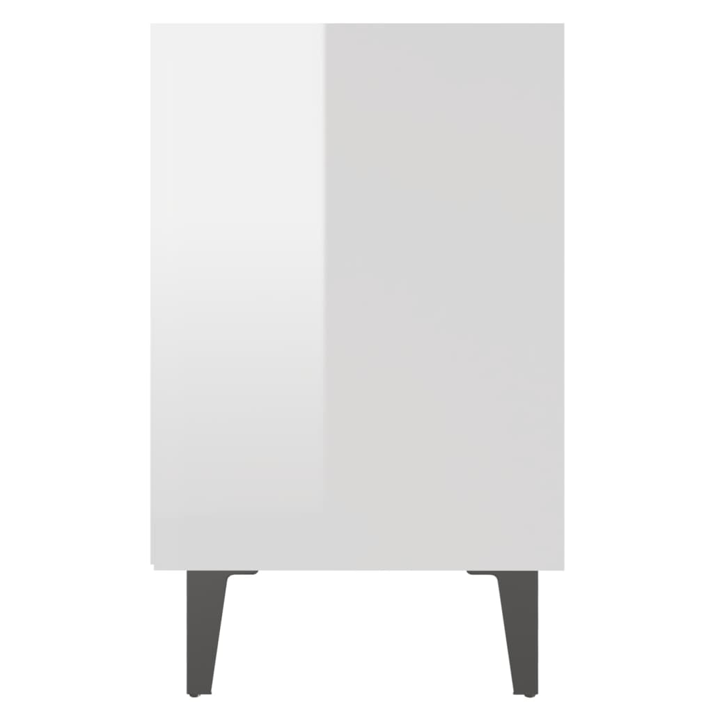 Noćni ormarići s metalnim nogama 2 kom sjajni bijeli 40x30x50cm