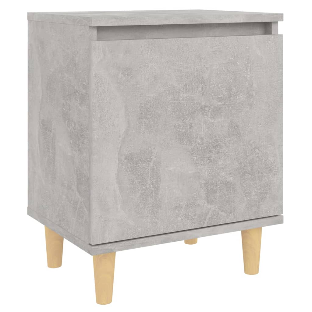 Noćni ormarići s drvenim nogama 2 kom boja betona 40x30x50 cm