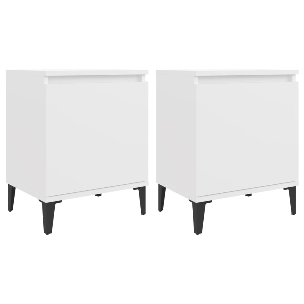 Noćni ormarići s metalnim nogama bijeli 40 x 30 x 50 cm