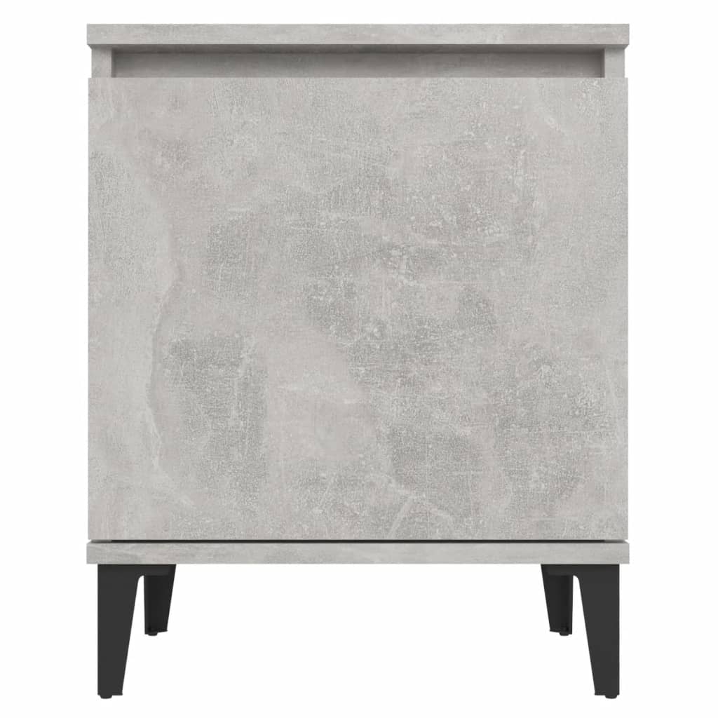 Noćni ormarić s metalnim nogama boja betona 40 x 30 x 50 cm