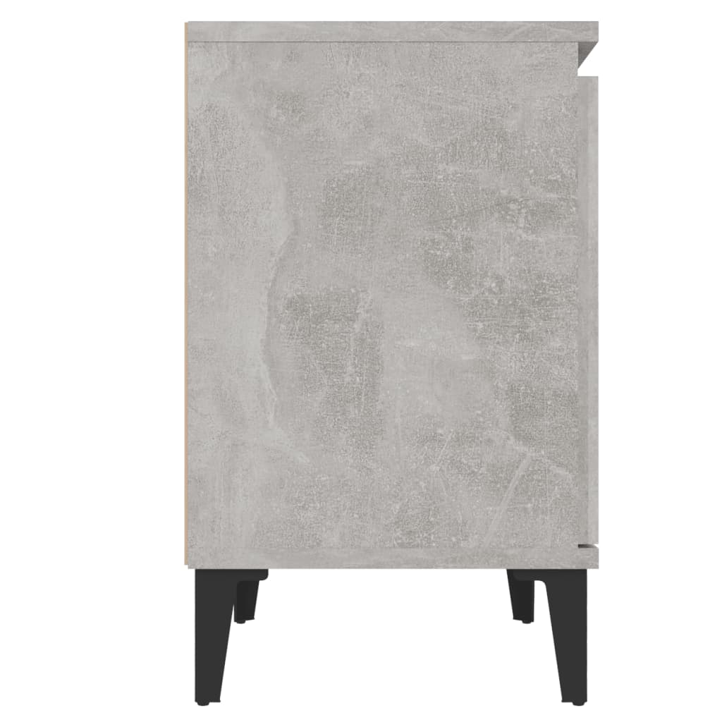 Noćni ormarić s metalnim nogama boja betona 40 x 30 x 50 cm