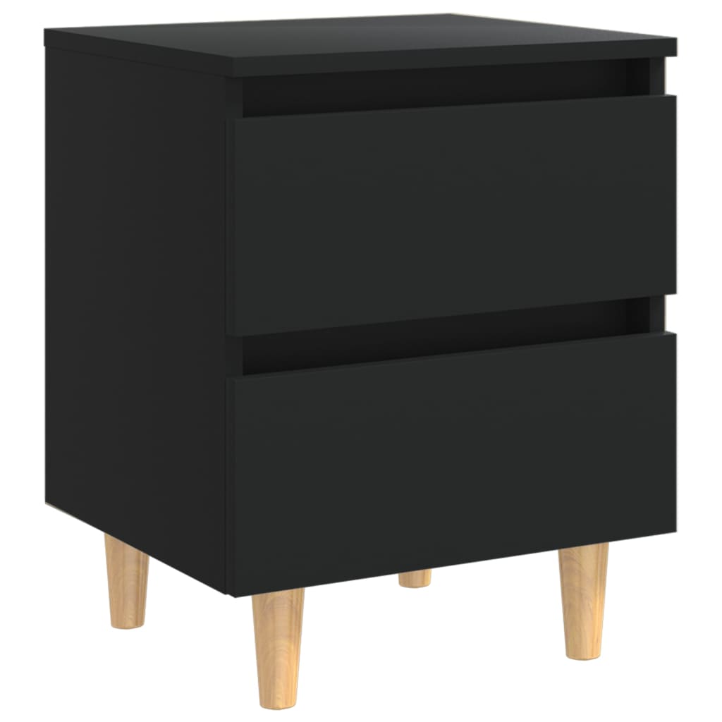 Noćni ormarići s nogama od borovine 2 kom crni 40 x 35 x 50 cm