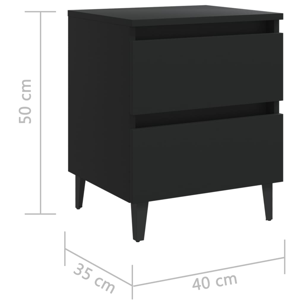 Noćni ormarić crni 40 x 35 x 50 cm od konstruiranog drva