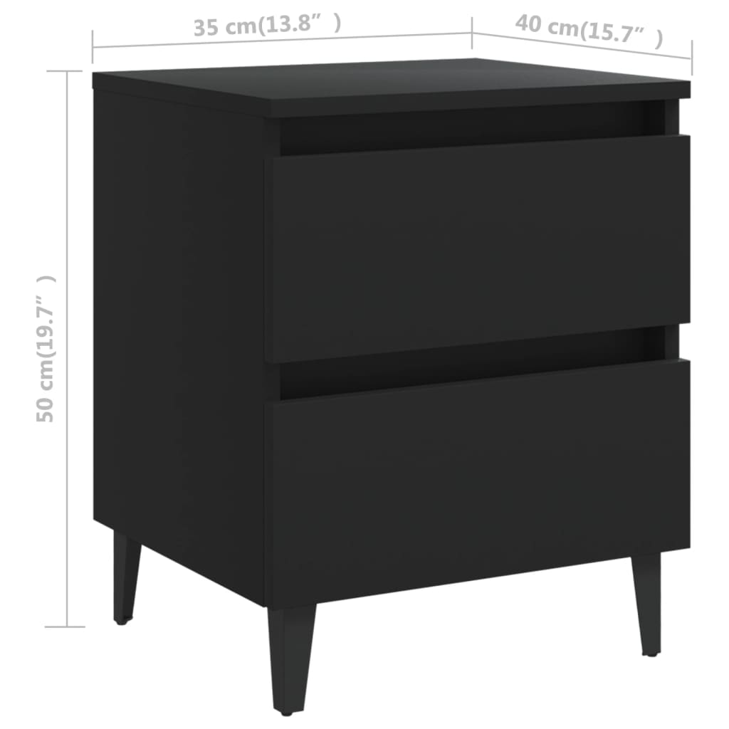 Noćni ormarići 2 kom crni 40 x 35 x 50 cm od konstruiranog drva