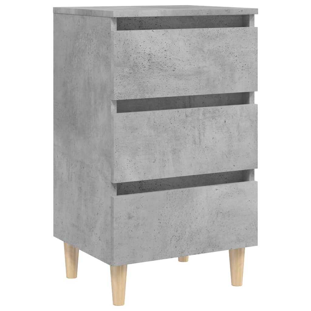 Noćni ormarići s drvenim nogama 2 kom boja betona 40x35x69 cm
