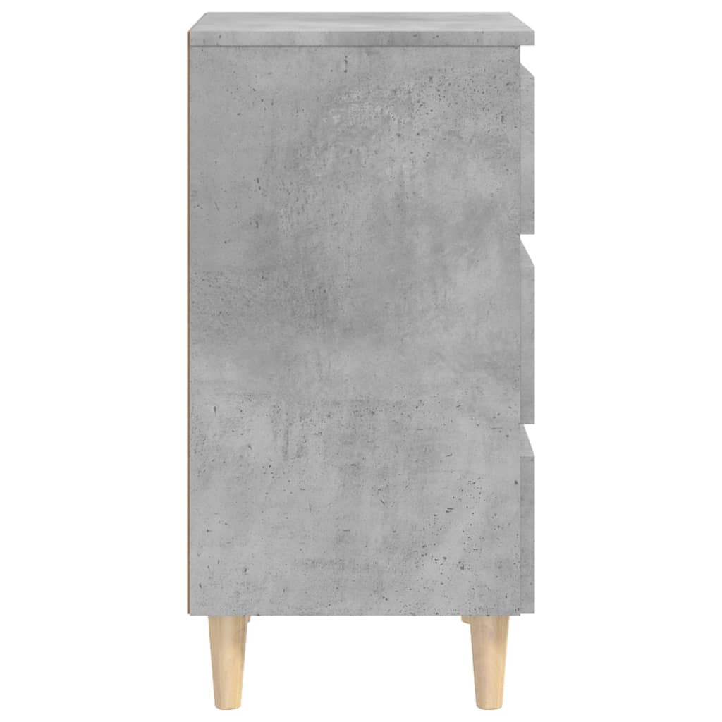 Noćni ormarići s drvenim nogama 2 kom boja betona 40x35x69 cm