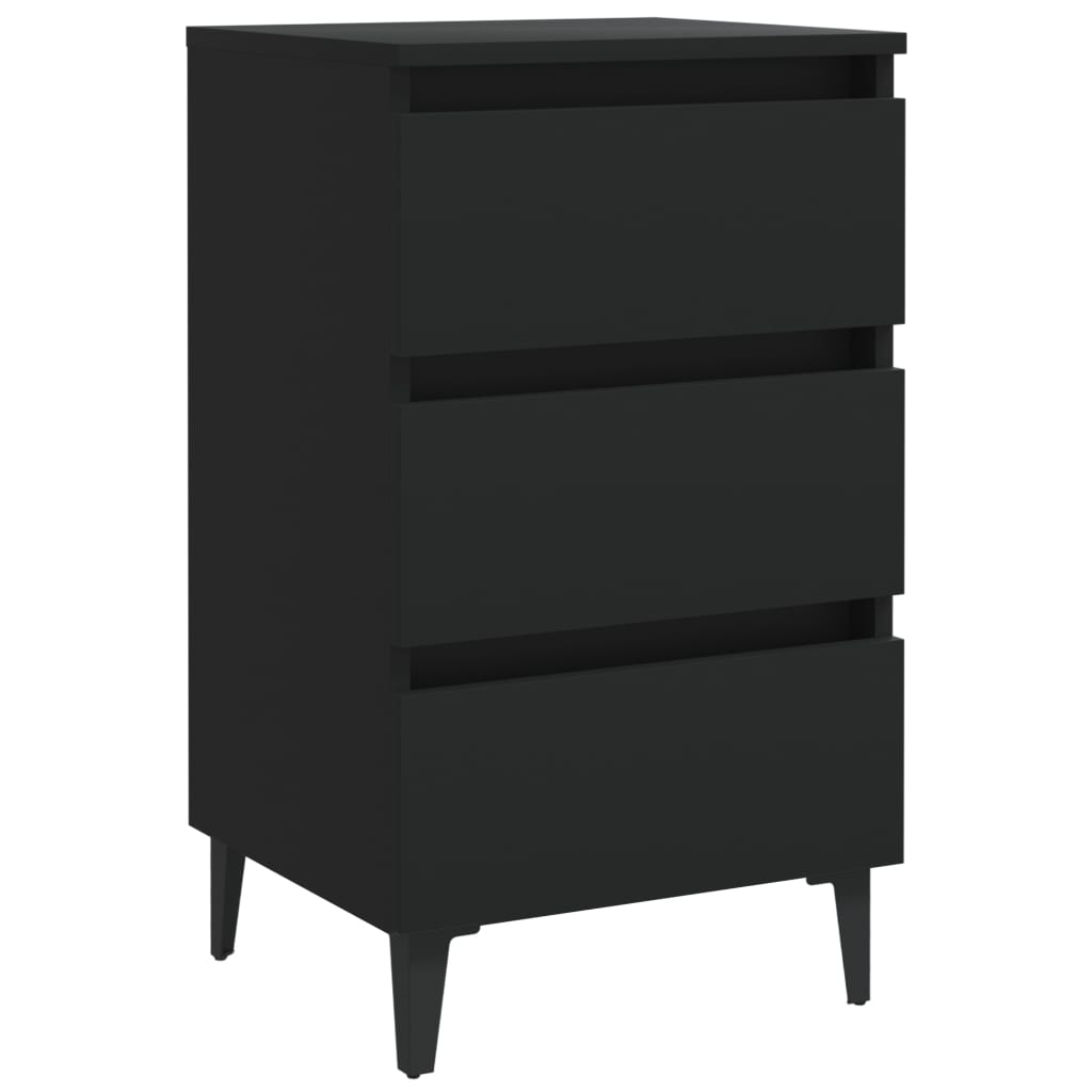 Noćni ormarić s metalnim nogama crni 40 x 35 x 69 cm