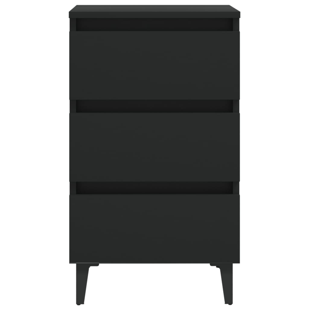 Noćni ormarić s metalnim nogama crni 40 x 35 x 69 cm